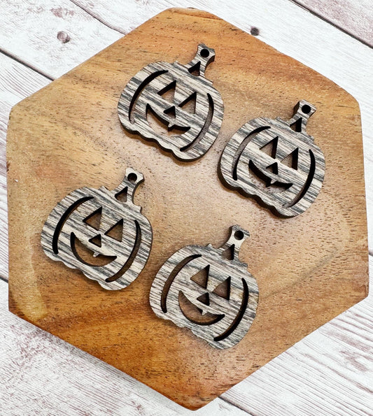 Weathered Wood Jack-o-Lantern Pumpkin Halloween Earring Blanks, DIY Jewelry Making