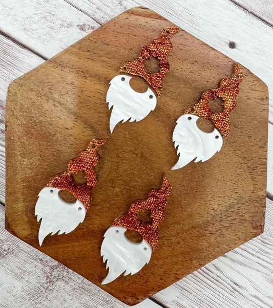 Fall Maple Leaf Cutout Fabric Shimmer Acrylic Fall Gnome Earring Blanks, DIY Jewelry Making