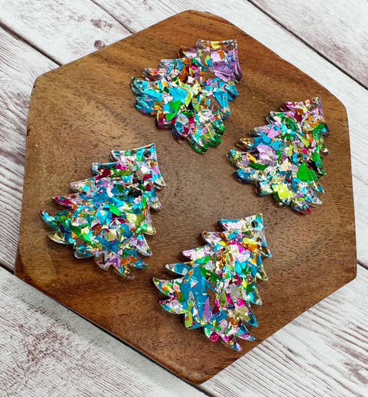 Party Chunky Glitter Christmas Tree Acrylic Earring Blanks, DIY Jewelry Making