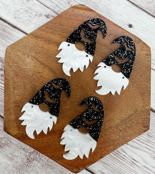 Black Glitter Bat Acrylic Halloween Gnome Earring Blanks, DIY Jewelry Making
