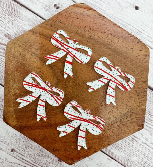 Set of 2 Christmas Snack Print Acrylic Bow Earring Blanks DIY Jewelry Making