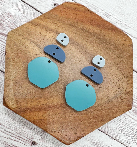 Blue Tone Stone Trio Dangle Earring Blanks, DIY Jewelry Making