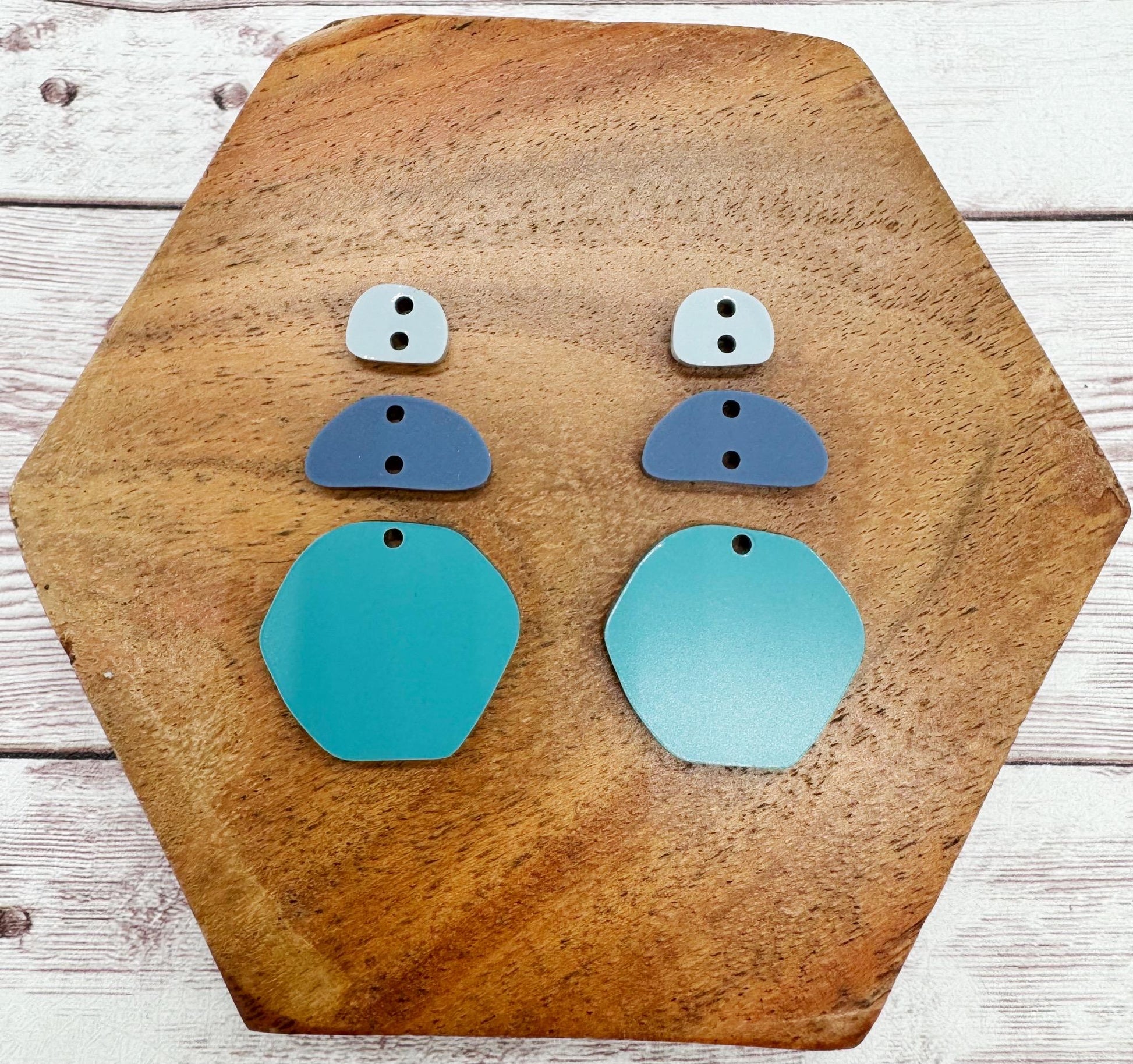 Blue Tone Stone Trio Dangle Earring Blanks, DIY Jewelry Making