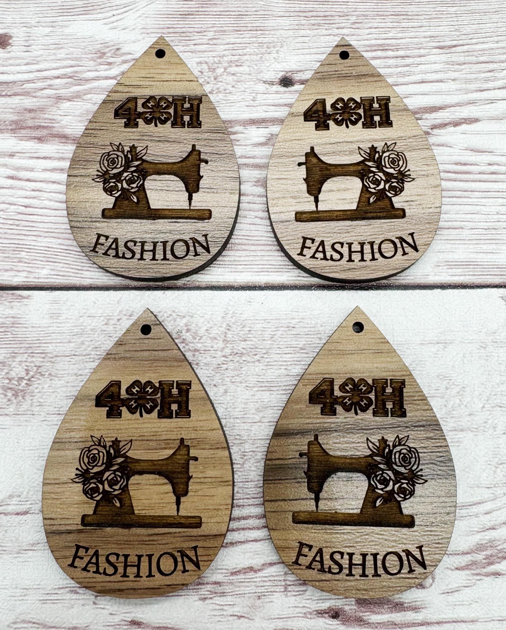 Wood Engraved 4H Fashion Earring Blanks, Finished Walnut Blank, DIY Jewelry Making