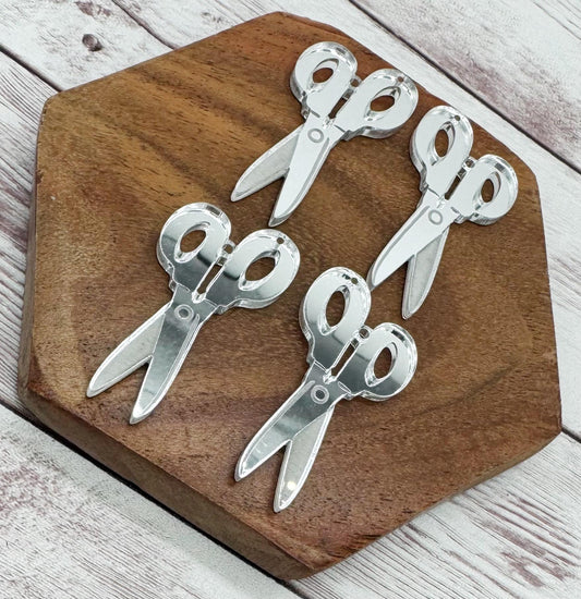 Silver Mirror Engraved Scissors Teacher School Earring Blanks, DIY Jewelry Making