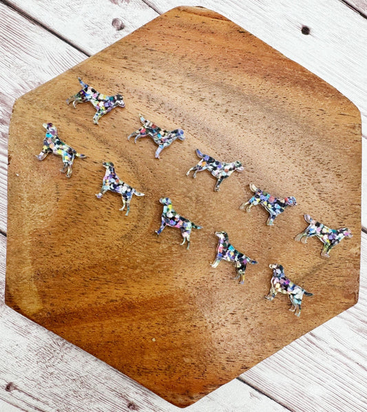 Multicolor Dot Print Dog Stud Earring Blanks Set of 5 Pair DIY Jewelry Making