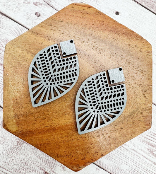 Intricate Grey Lace Teardrop and Connector Earring Blanks, DIY Jewelry Making