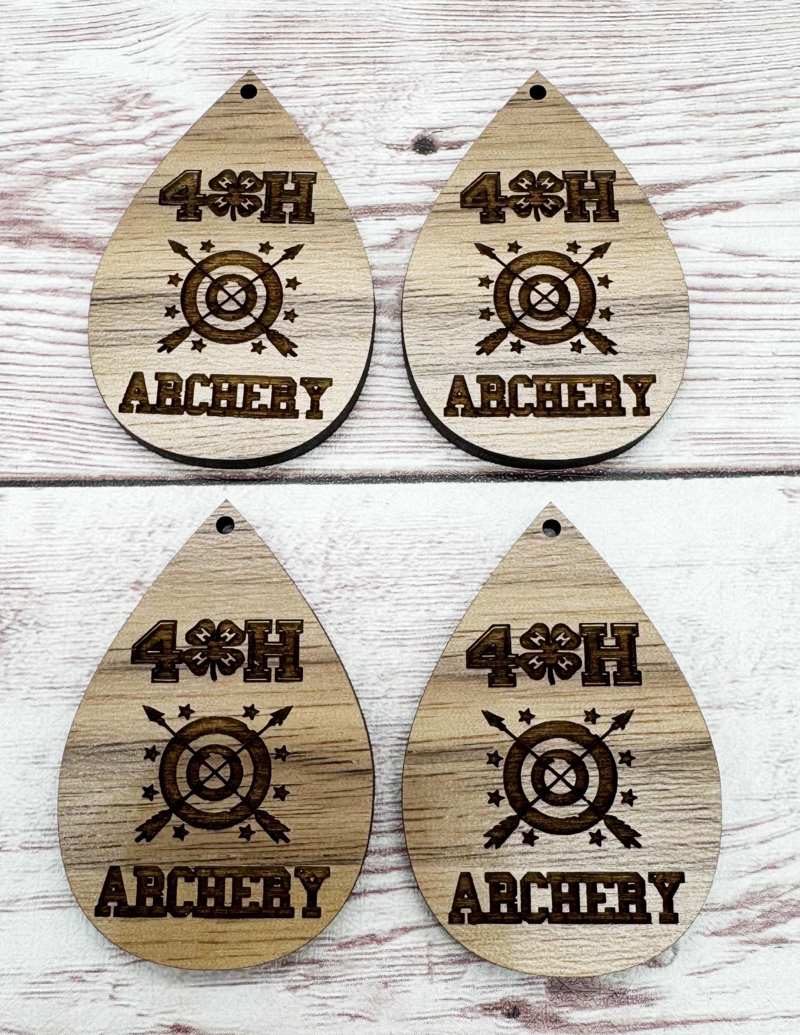Wood Engraved 4H Archery Earring Blanks, Finished Walnut Blank, DIY Jewelry Making