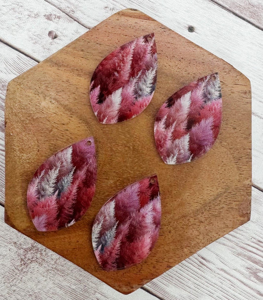 Pink and Purple Tone Winter Tree Print Acrylic Teardrop Earring Blanks, DIY Jewelry Making