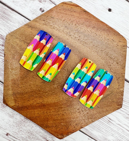 Set of 2 Colored Pencil Bar Teacher School Earring Blanks DIY Jewelry Making