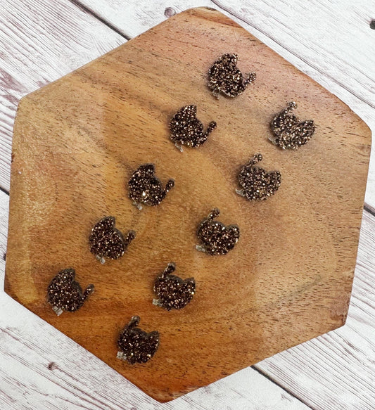 Brown Glitter Acrylic Turkey Fall Thanksgiving Stud Earring Blanks Set of 5 Pair DIY Jewelry Making