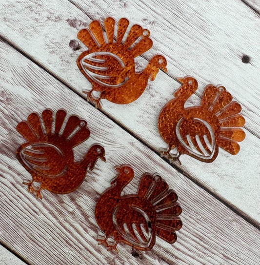 Brown Tone Thanksgiving Fall Turkey Acrylic Earring Blanks, DIY Jewelry Making