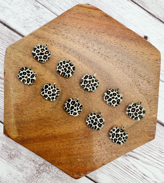 Leopard Print Acrylic Pumpkin Stud Earring Blanks Set of 5 Pair DIY Jewelry Making