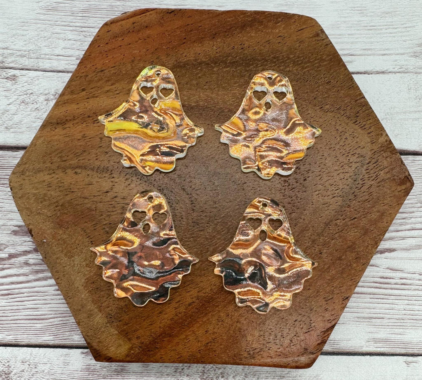 Wavy Iridescent Ghost Halloween Acrylic Earring Blanks, DIY Jewelry Making