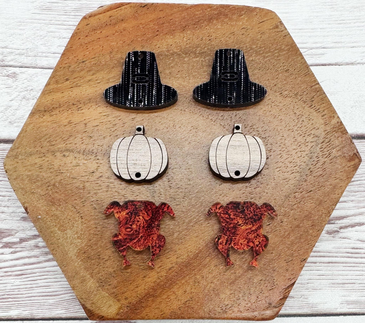 Thanksgiving Pilgrim Hat, Pumpkin, Turkey Trio, Acrylic Earring Blanks, DIY Jewelry Making