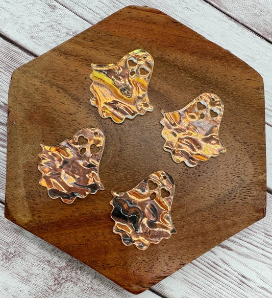 Wavy Iridescent Ghost Halloween Acrylic Earring Blanks, DIY Jewelry Making
