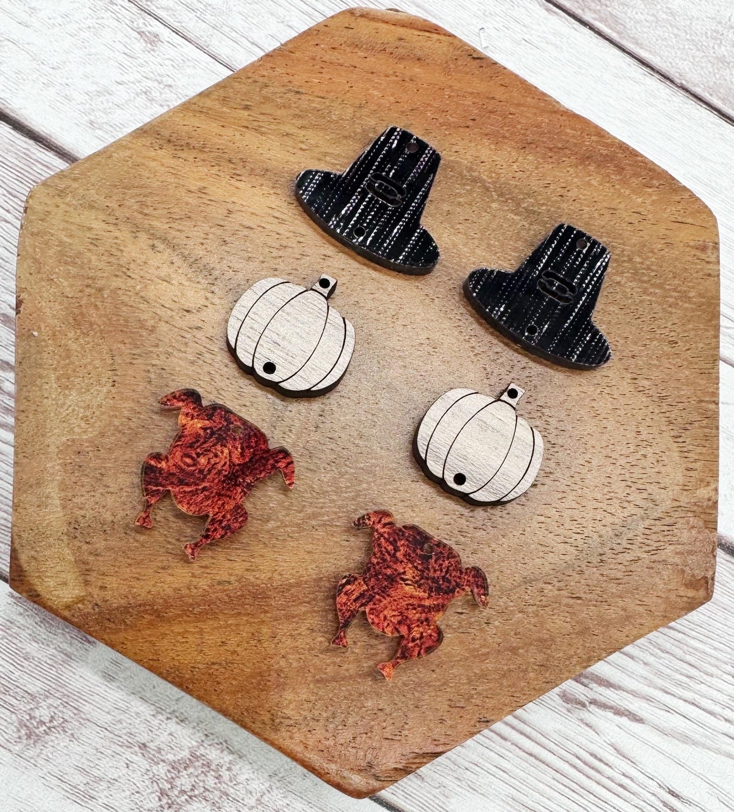 Thanksgiving Pilgrim Hat, Pumpkin, Turkey Trio, Acrylic Earring Blanks, DIY Jewelry Making
