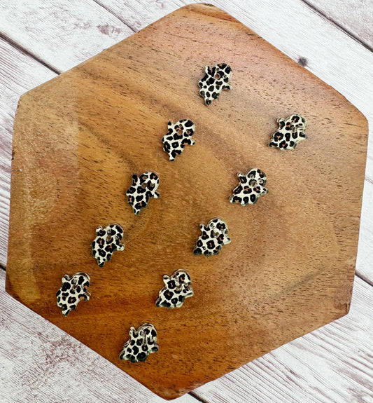 Leopard Print Acrylic Ghost Stud Halloween Earring Blanks Set of 5 Pair DIY Jewelry Making