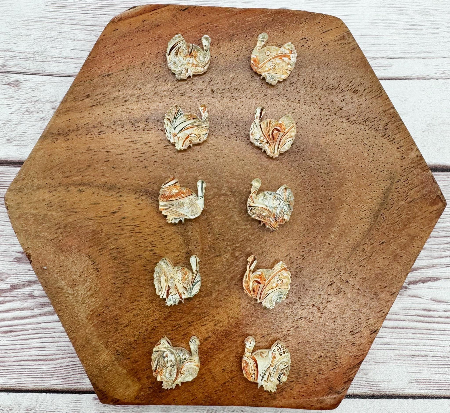 Fall Tooled Leather Print Acrylic Turkey Thanksgiving Stud Earring Blanks Set of 5 Pair DIY Jewelry Making