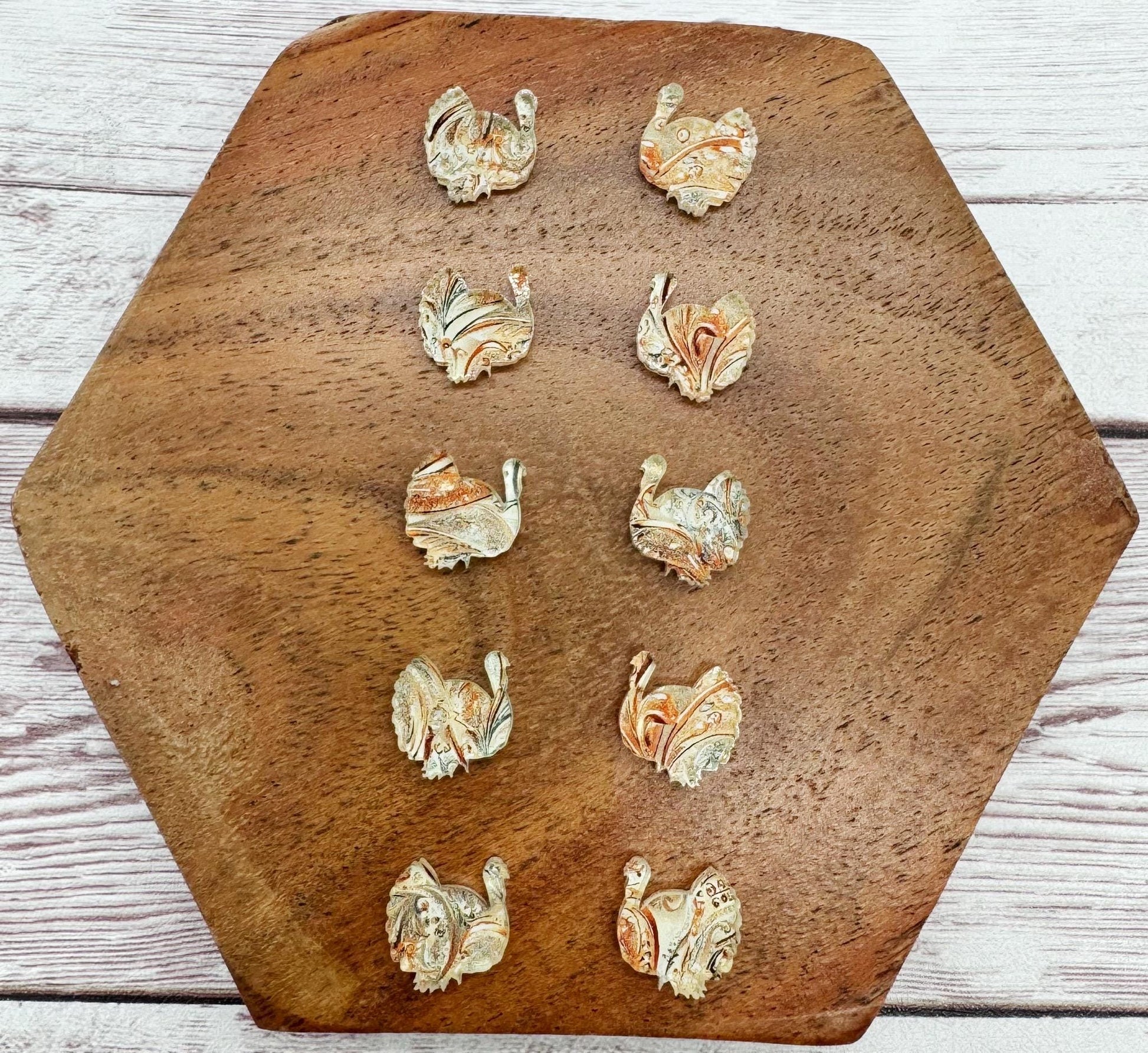 Fall Tooled Leather Print Acrylic Turkey Thanksgiving Stud Earring Blanks Set of 5 Pair DIY Jewelry Making