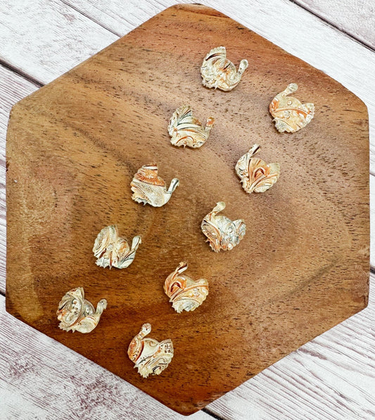 Fall Tooled Leather Print Acrylic Turkey Thanksgiving Stud Earring Blanks Set of 5 Pair DIY Jewelry Making