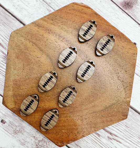 Set of 4 Pair Mini Engraved Football Dangle Earring Blanks, Sports, DIY Jewelry Making