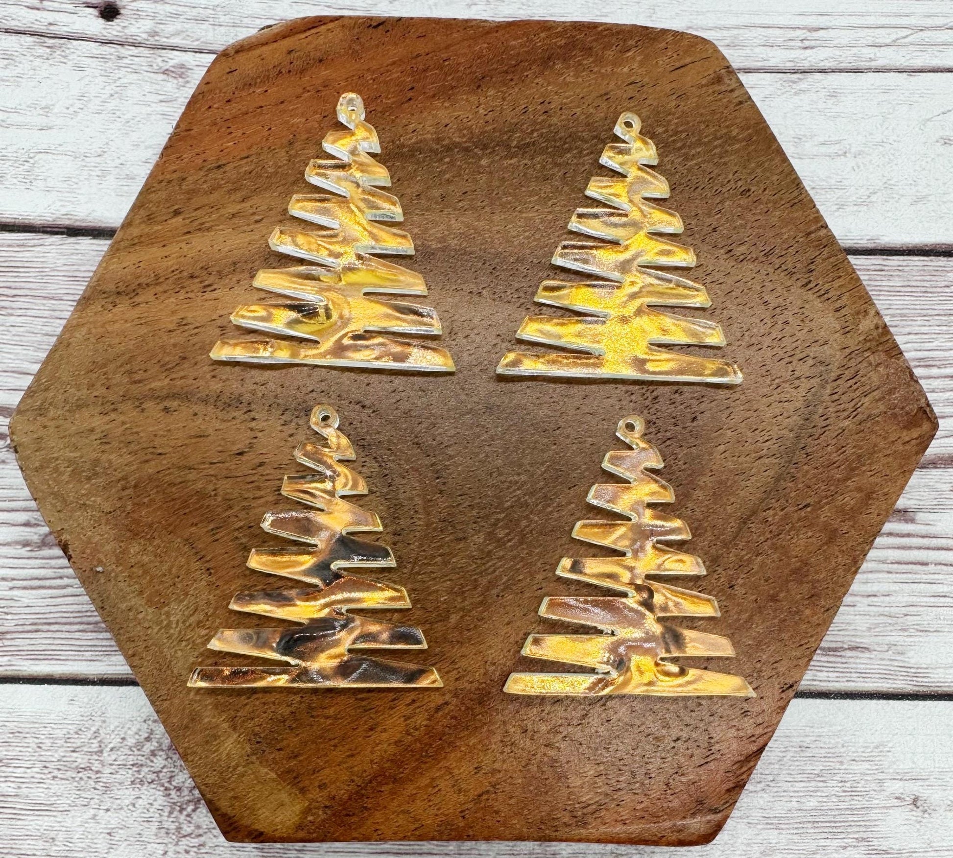 Wavy Iridescent Zigzag Winter Christmas Tree Acrylic Earring Blanks, DIY Jewelry Making