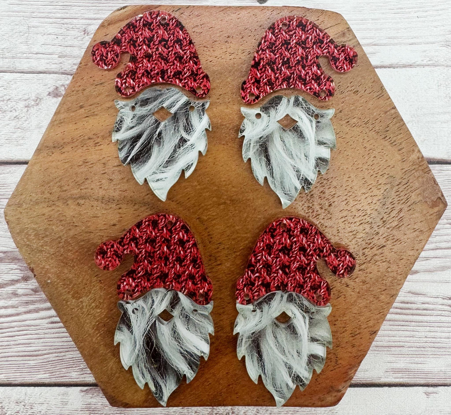 Santa Hat and Beard Print Acrylic Set Earring Blanks, DIY Jewelry Making