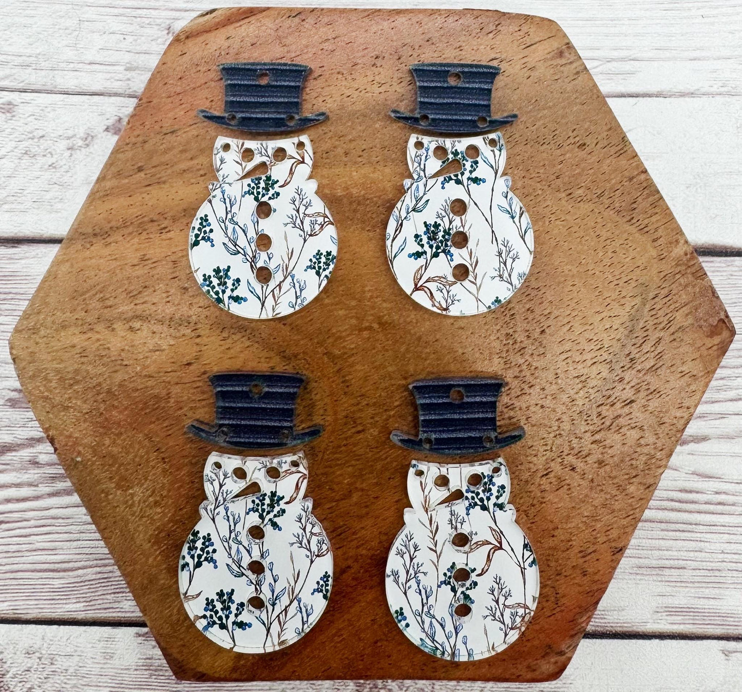 Winter Twig Print Snowman and Hat Acrylic Earring Blank Set, DIY Jewelry Making