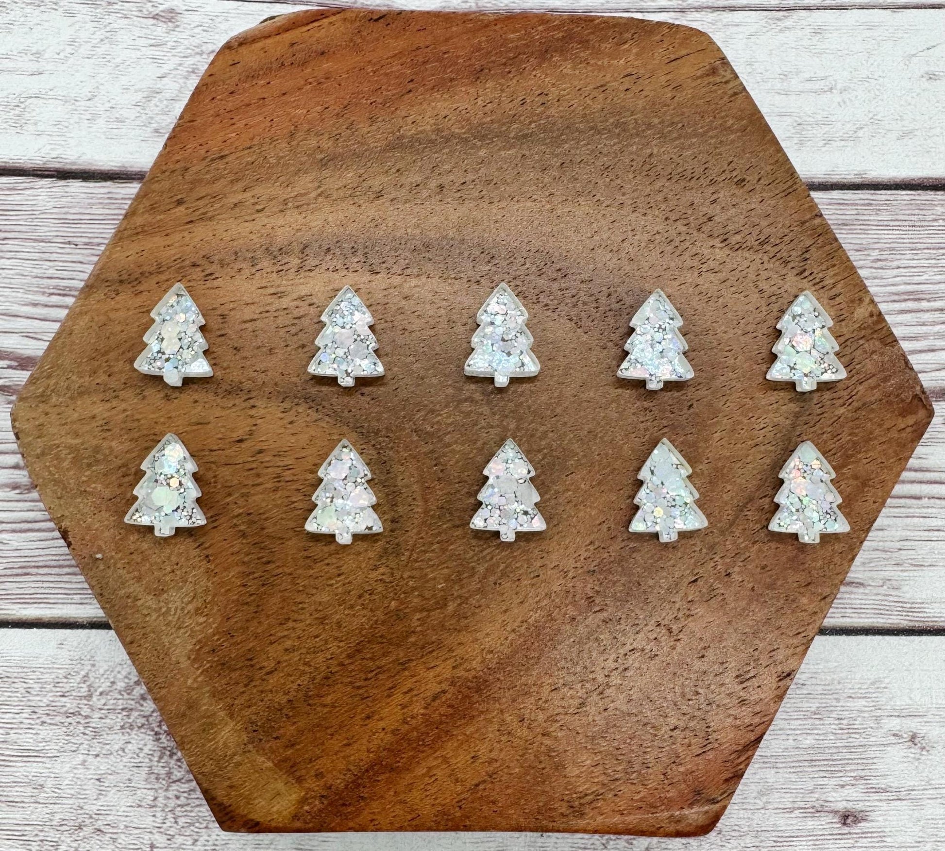 Holographic Glitter Acrylic Christmas Tree Stud Earring Blanks Set of 5 Pair DIY Jewelry Making