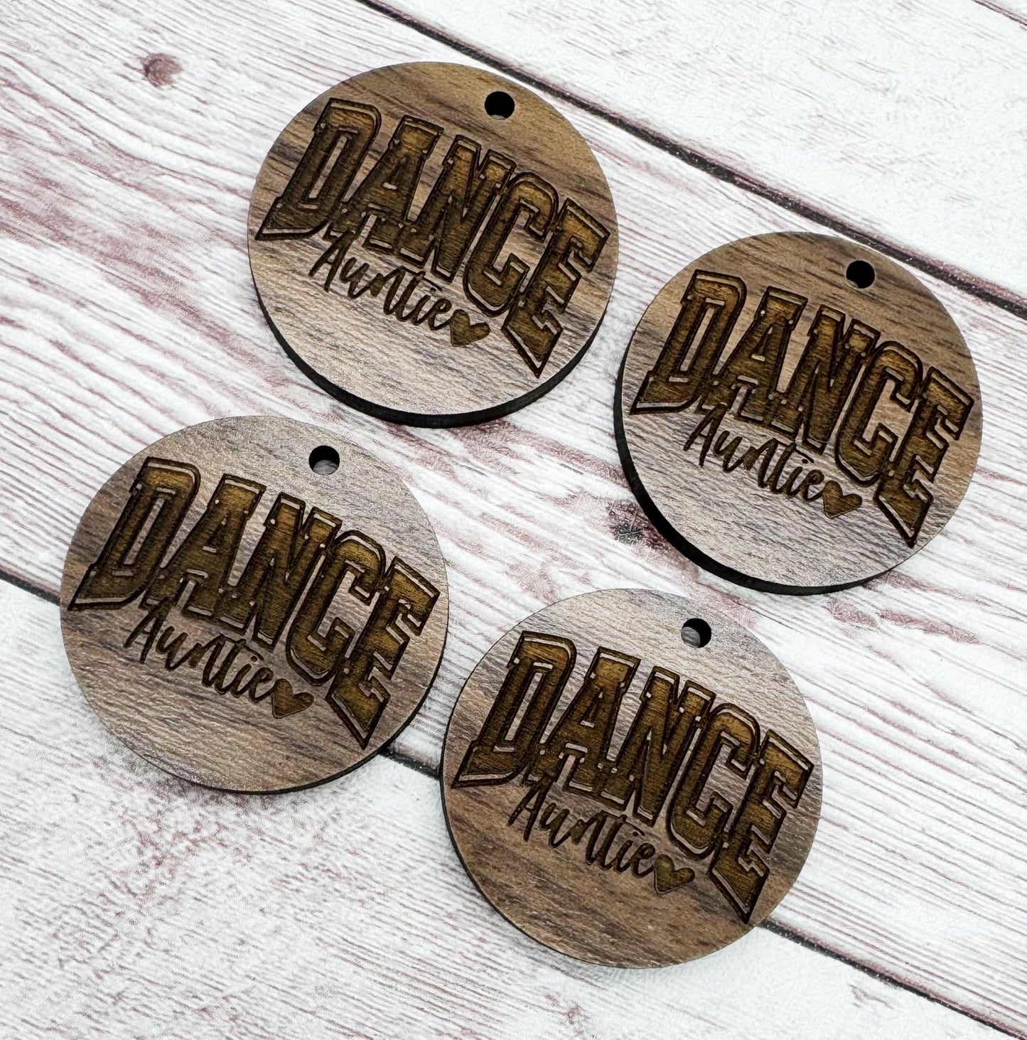 Wood Engraved Dance Auntie Earring Blanks, Sports, Finished Walnut Blank, DIY Jewelry Making
