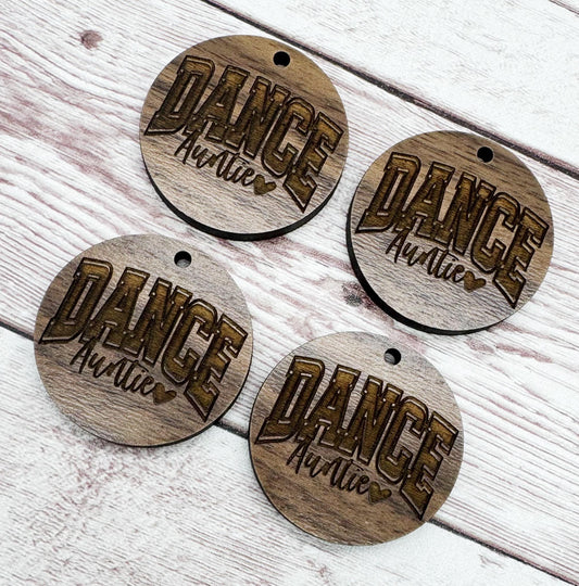 Wood Engraved Dance Auntie Earring Blanks, Sports, Finished Walnut Blank, DIY Jewelry Making