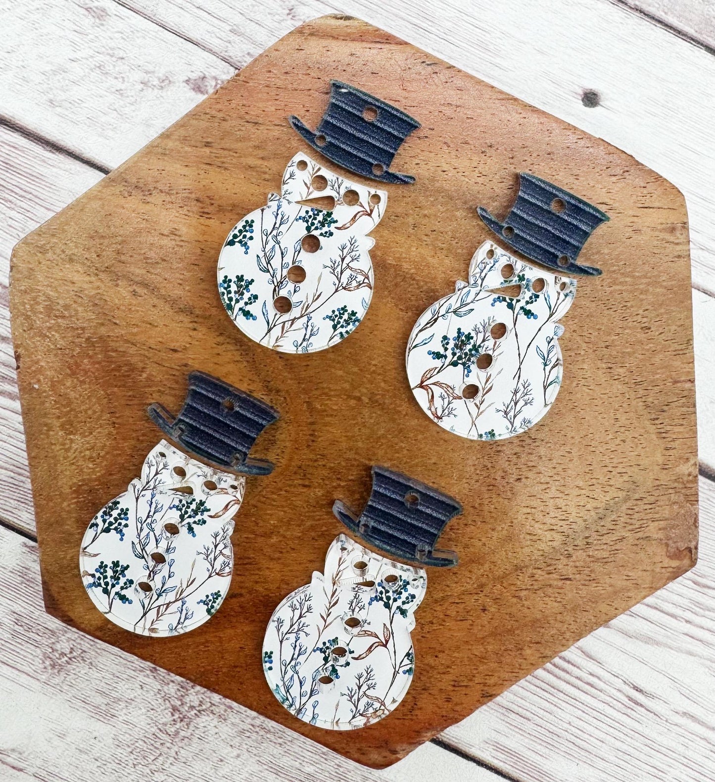 Winter Twig Print Snowman and Hat Acrylic Earring Blank Set, DIY Jewelry Making