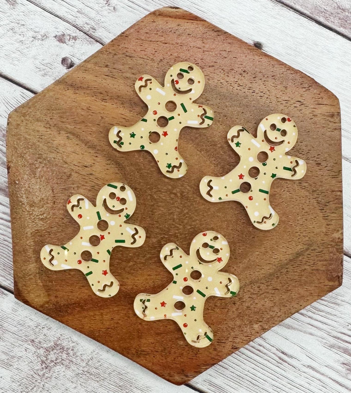 Patterned Gingerbread Man Sugar Cookie Christmas Acrylic Earring Blanks, DIY Jewelry Making