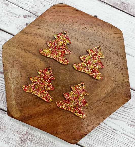 Set of 2 Tinsel Glitter Acrylic Christmas Tree Earring Blanks DIY Jewelry Making