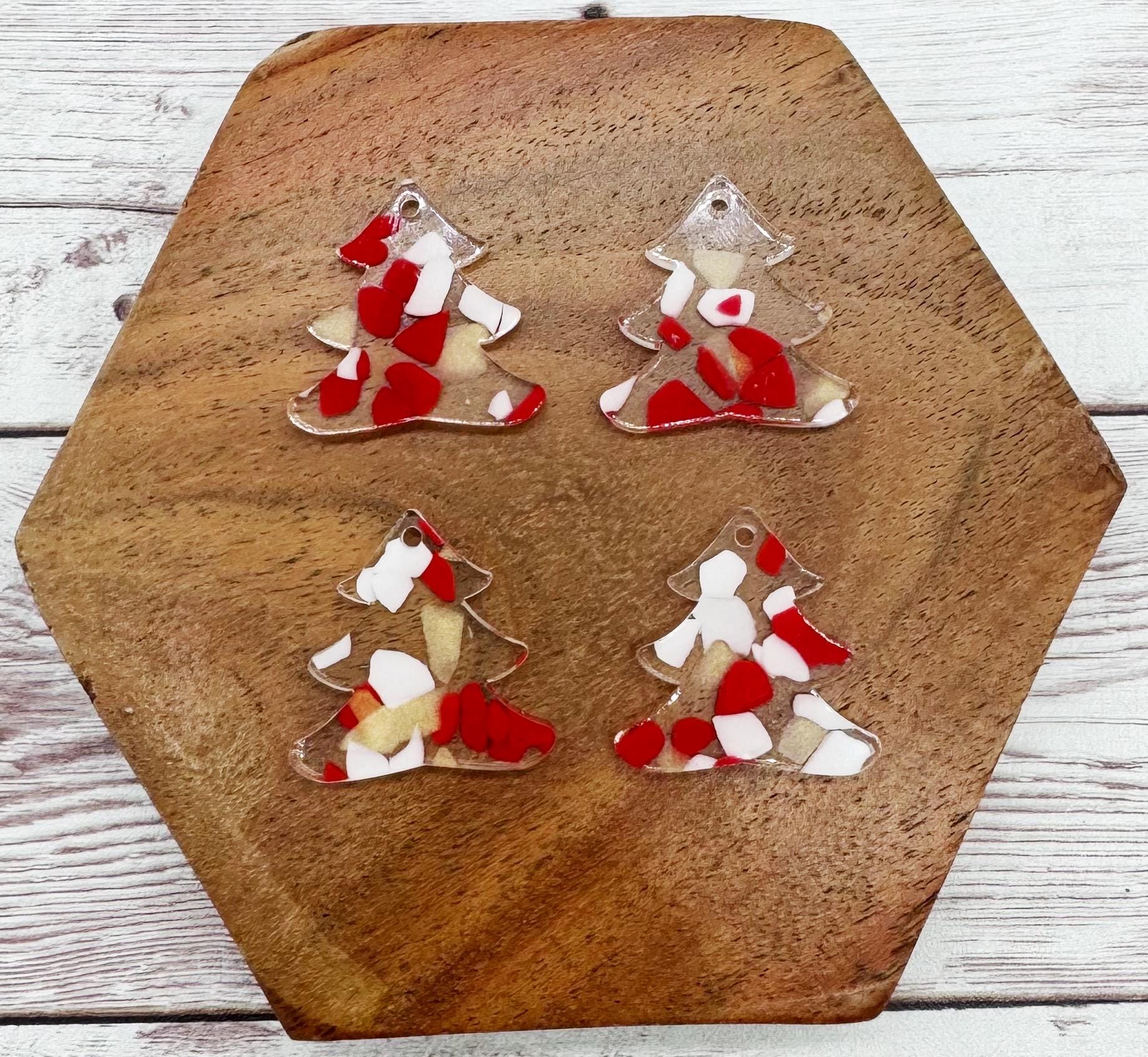 Set of 2 Holiday Speckled Acrylic Christmas Tree Earring Blanks DIY Jewelry Making