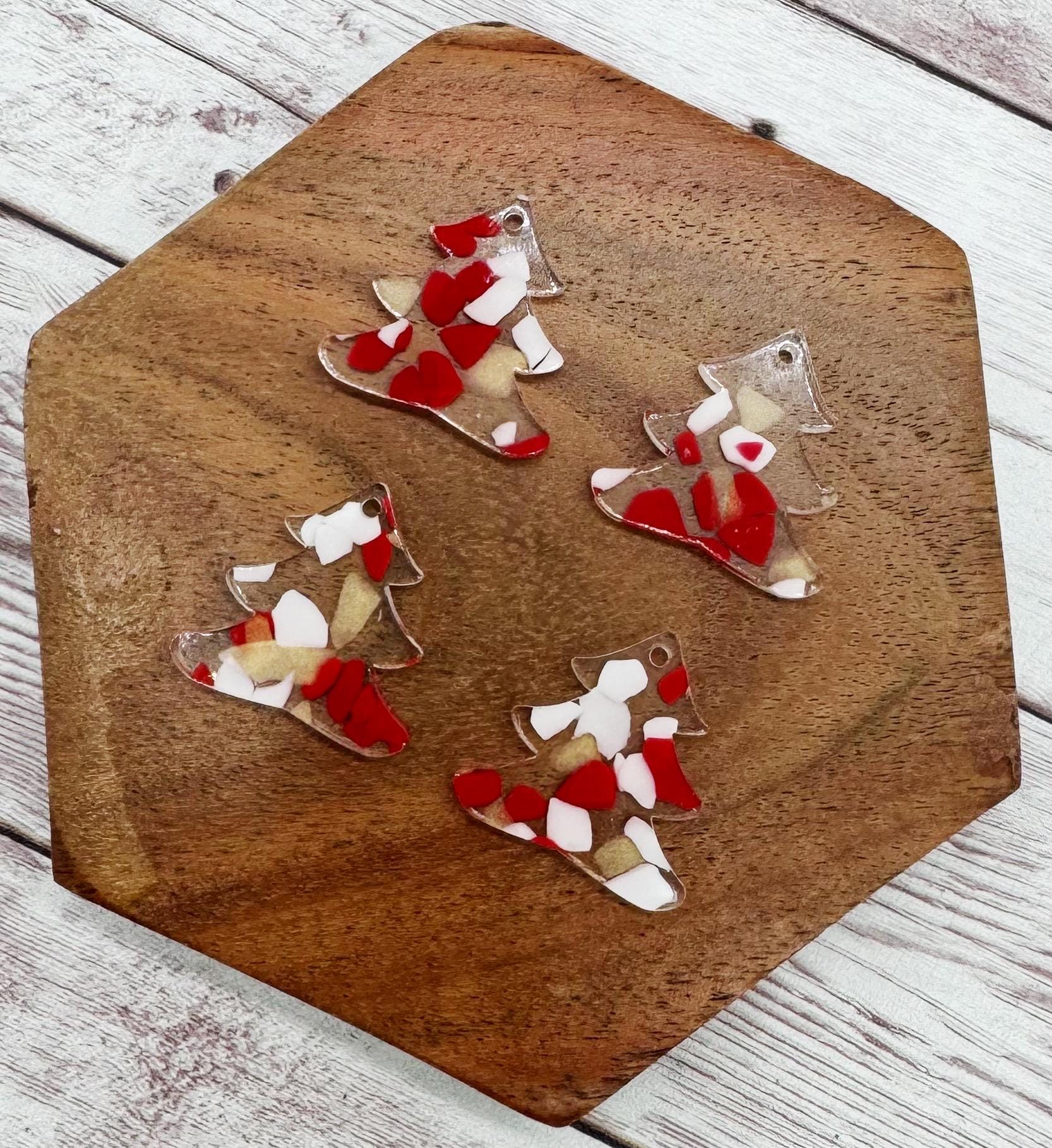 Set of 2 Holiday Speckled Acrylic Christmas Tree Earring Blanks DIY Jewelry Making