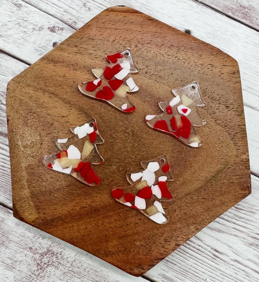 Set of 2 Holiday Speckled Acrylic Christmas Tree Earring Blanks DIY Jewelry Making