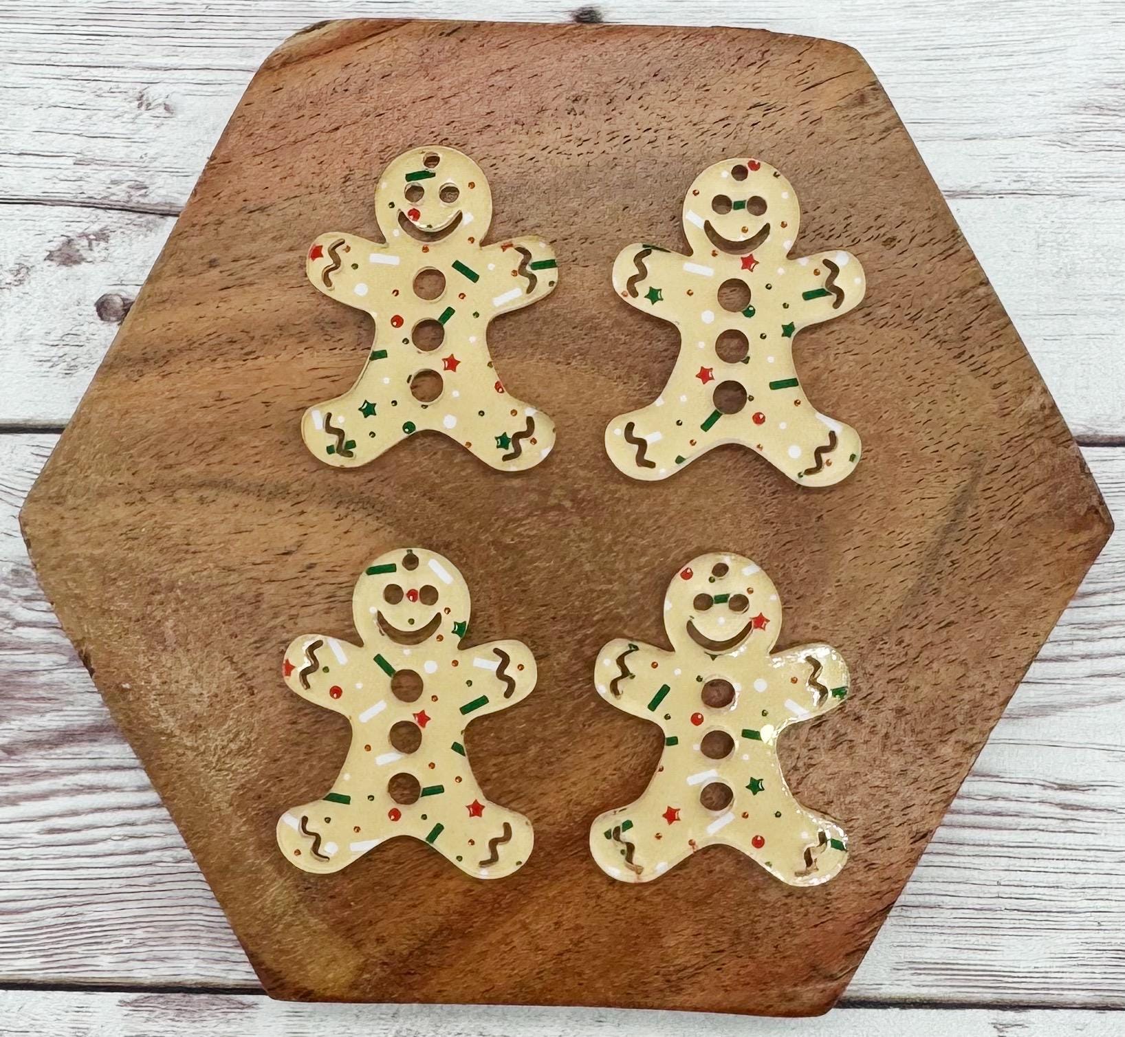 Patterned Gingerbread Man Sugar Cookie Christmas Acrylic Earring Blanks, DIY Jewelry Making