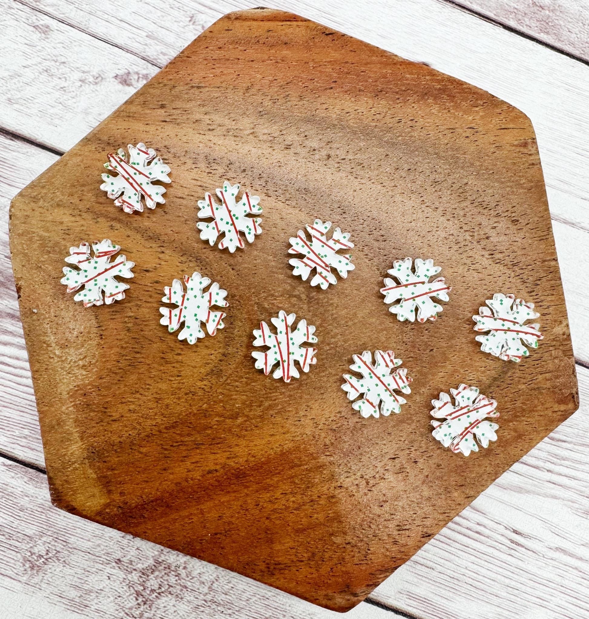 Snack Cake Print Winter Snowflake Stud Earring Blanks Set of 5 Pair DIY Jewelry Making