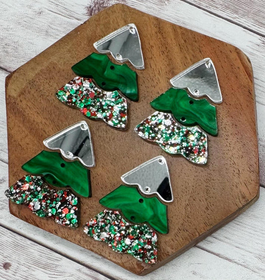 Christmas Glitter Acrylic Tiered Christmas Tree Set Earring Blanks, DIY Jewelry Making