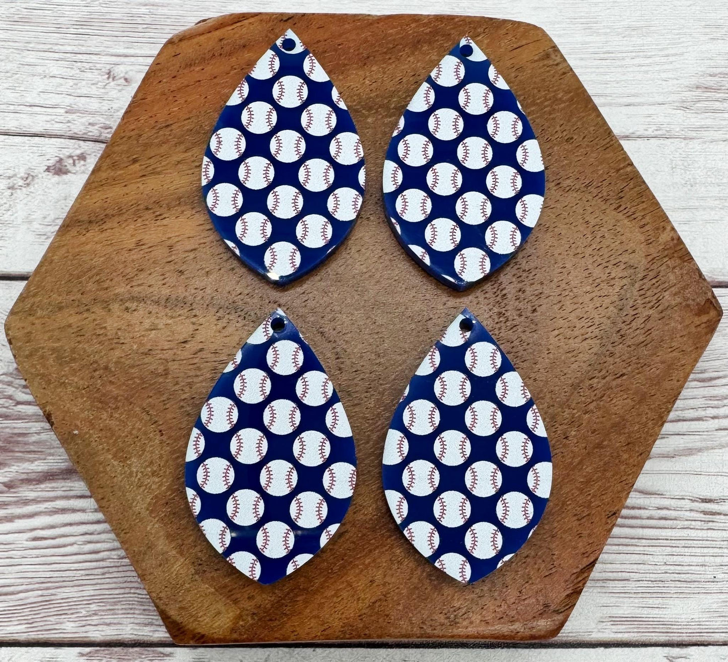 Baseball Print Acrylic Teardrop Sports Earring Blanks, DIY Jewelry Making