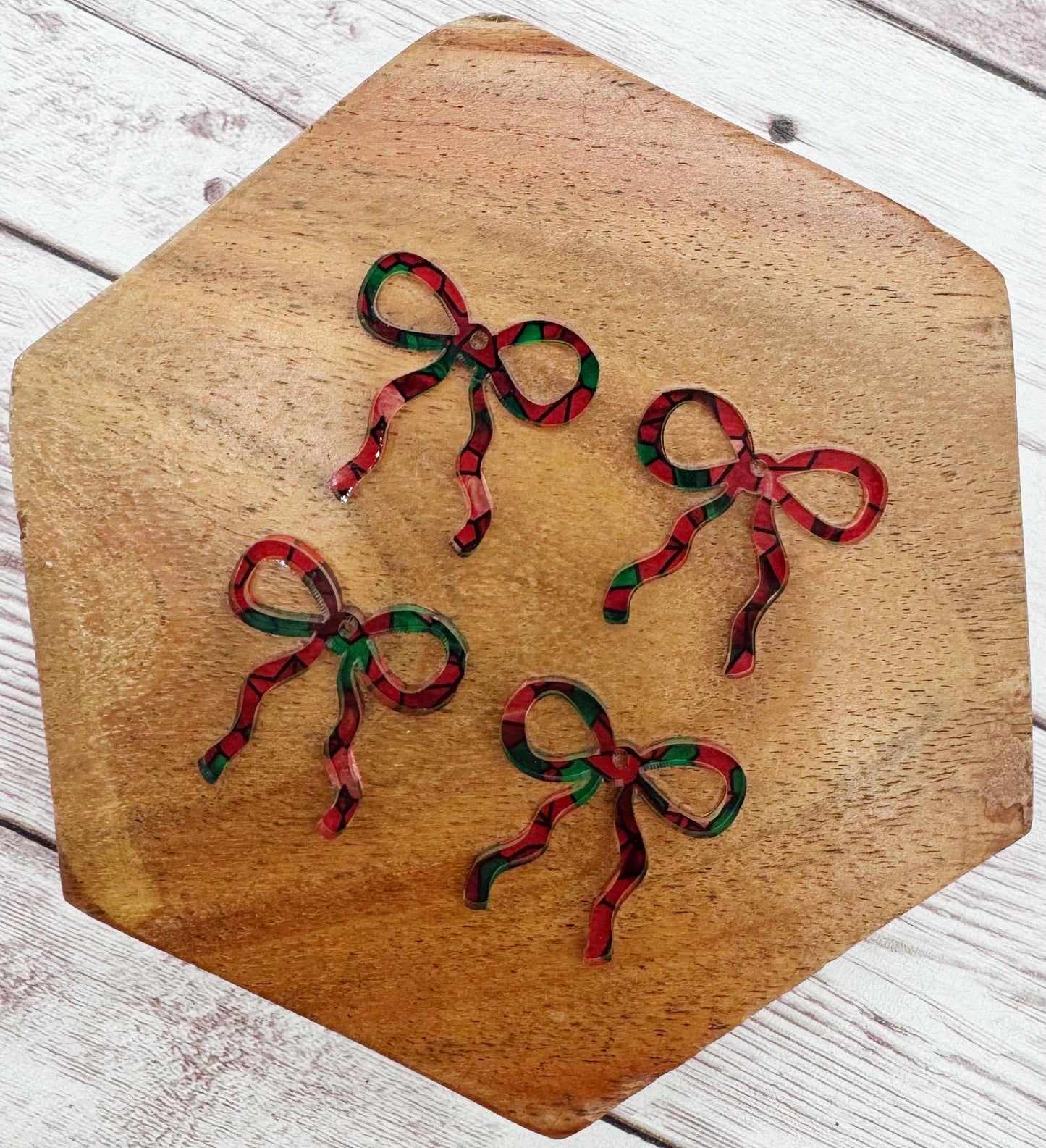 Set of 2 Stained Glass Acrylic Mini Croquet Bow Earring Blanks DIY Jewelry Making