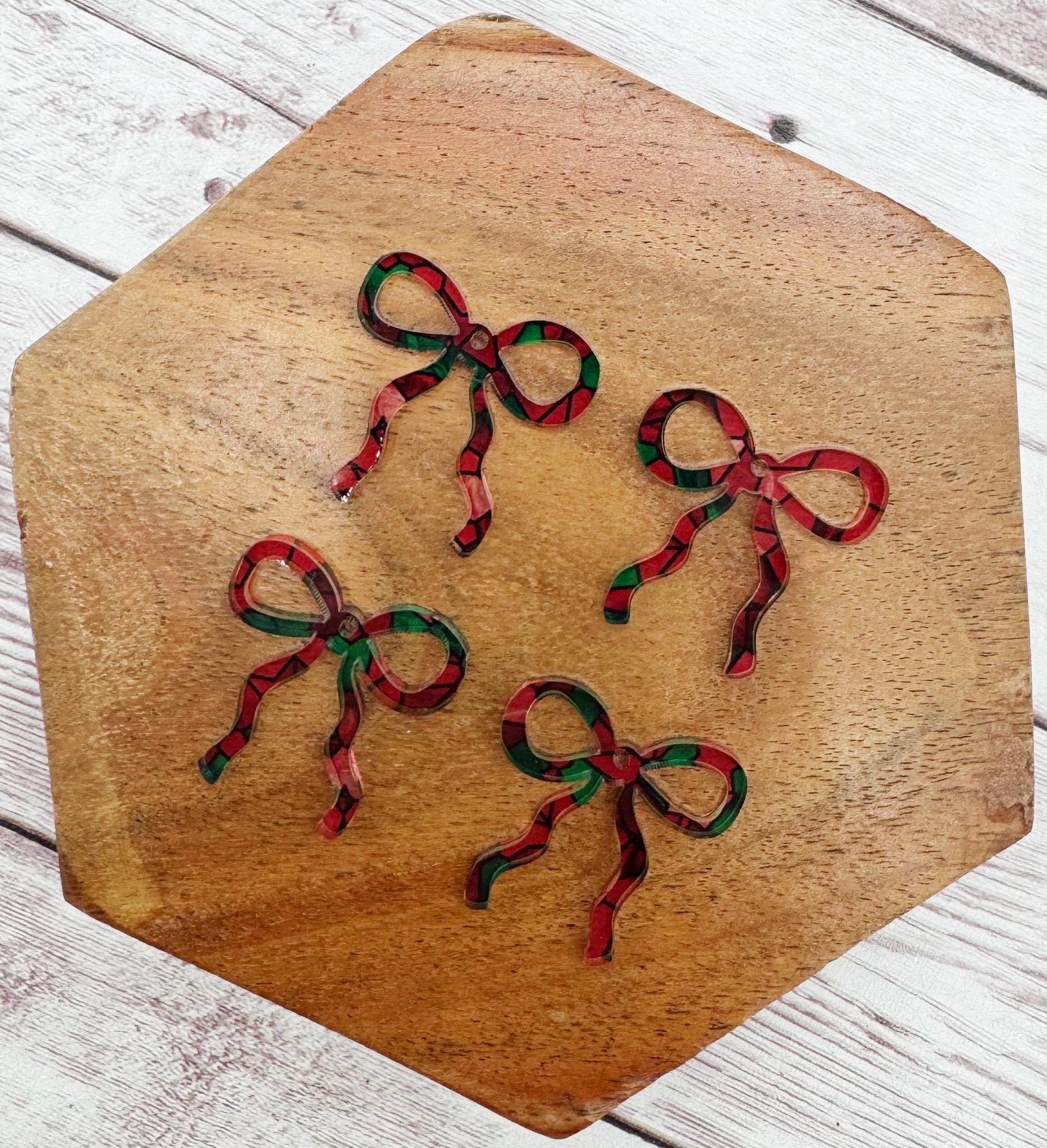 Set of 2 Stained Glass Acrylic Mini Croquet Bow Earring Blanks DIY Jewelry Making