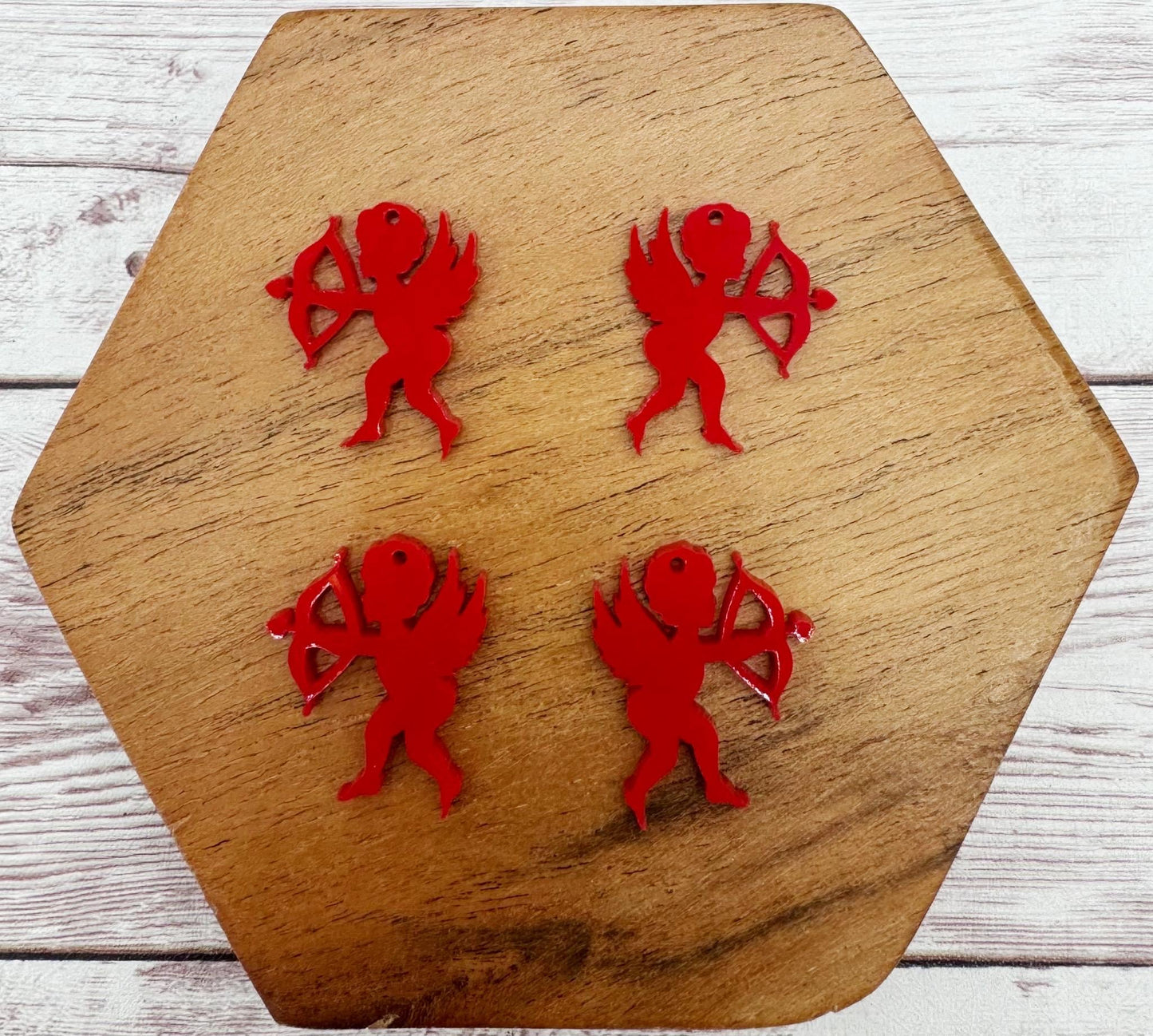 Set of 2 Pair Red Acrylic Mini Cupid Valentine Earring Blanks DIY Jewelry Making