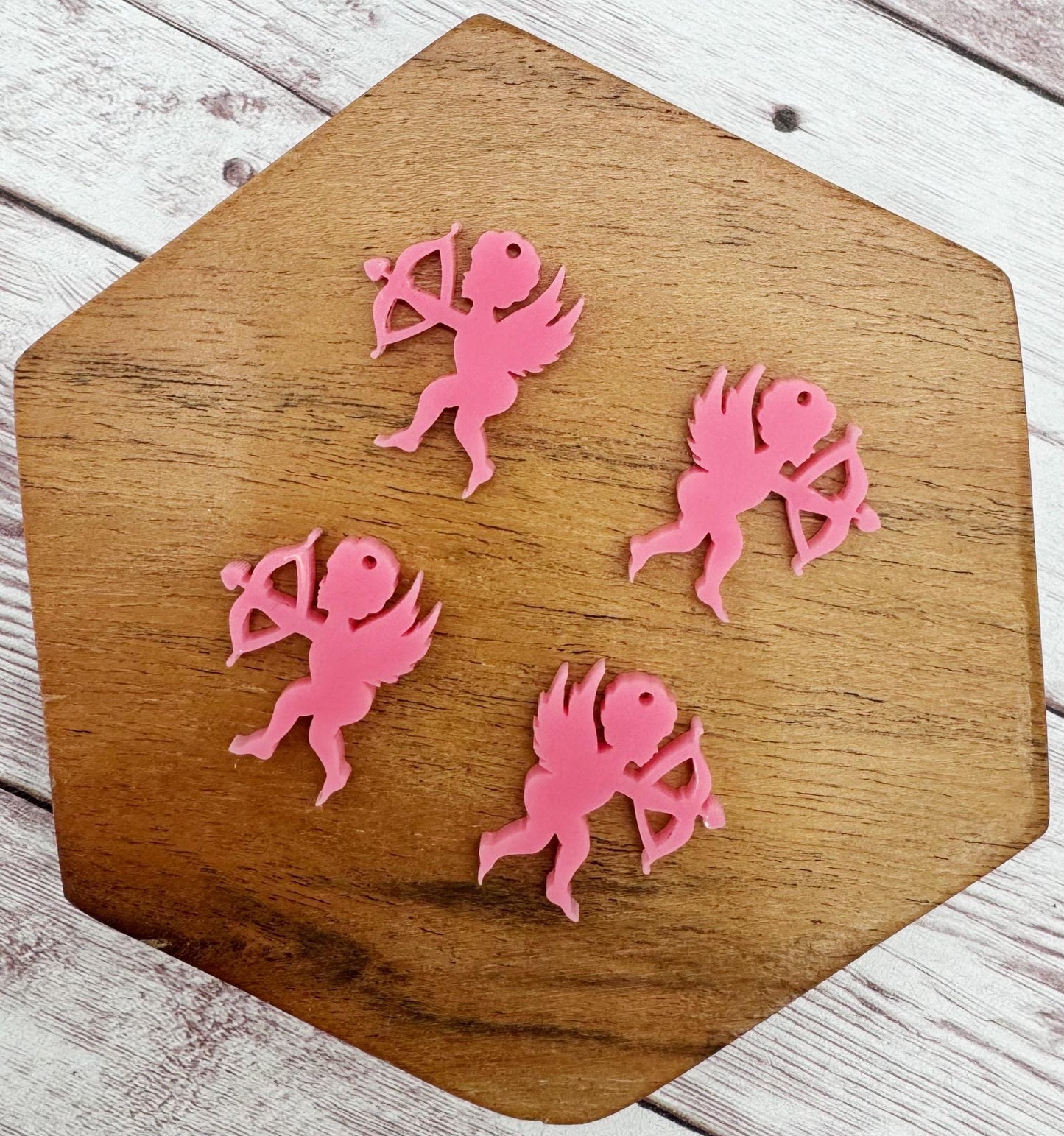 Set of 2 Pair Pink Acrylic Mini Cupid Valentine Earring Blanks DIY Jewelry Making