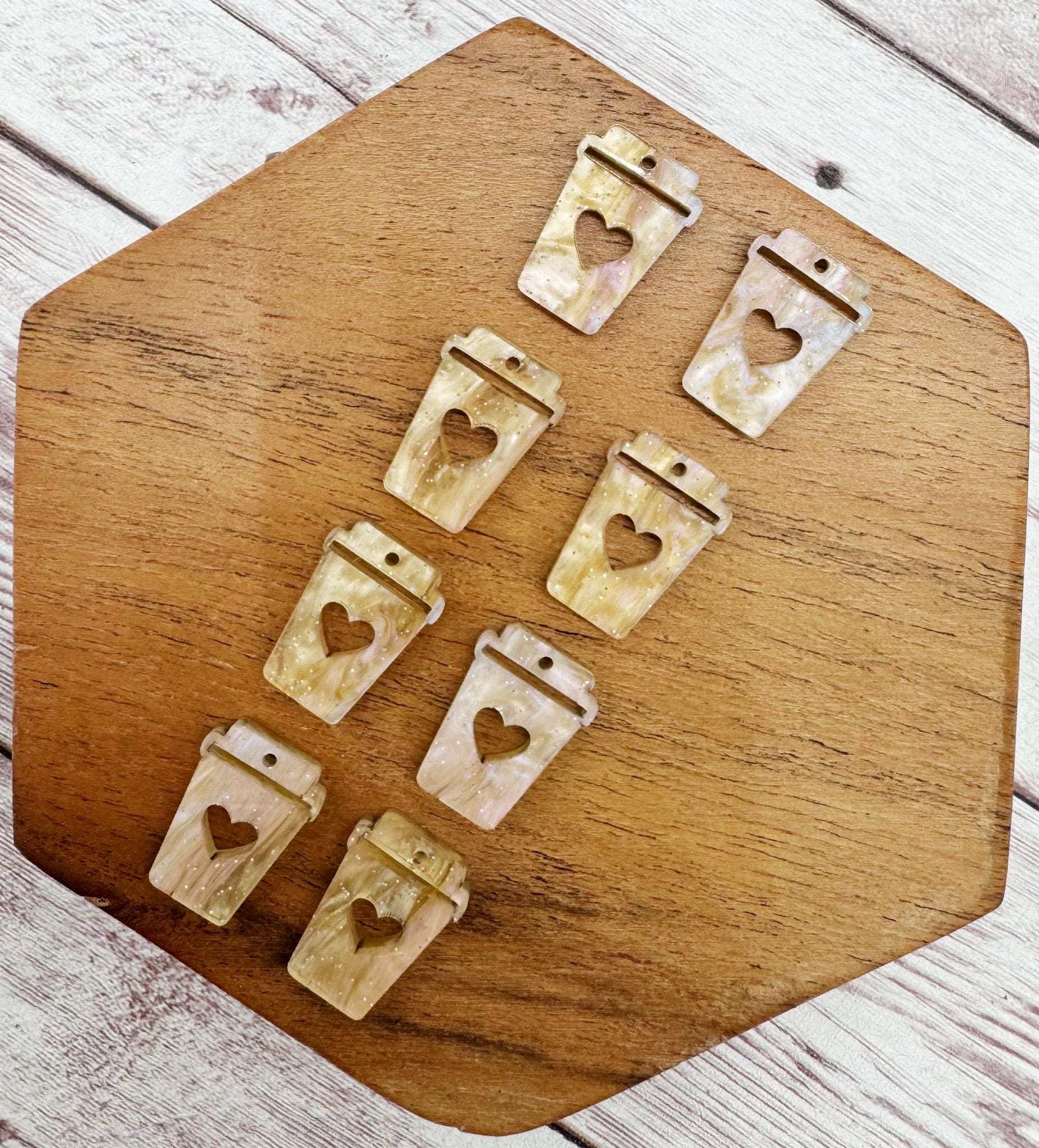 Mini Coffe Acrylic Earring Blanks Set of 4 Pair DIY Jewelry Making