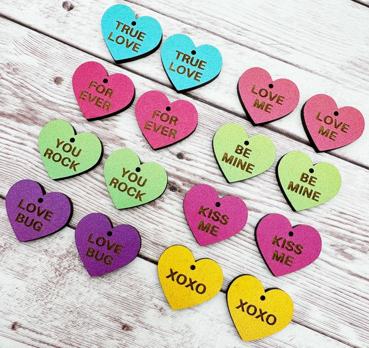 Set of 8 Pair Mini Engraved Ombré Conversation Heart Valentine Earring Blanks DIY Jewelry Making