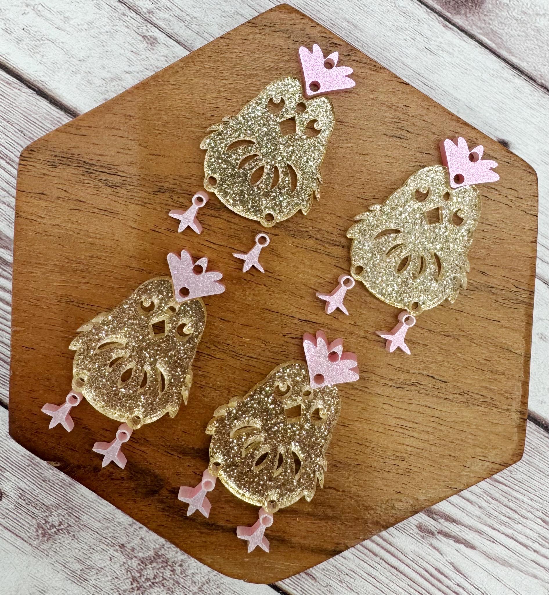 Shimmer Easter Chick Spring Earring Blank Set, DIY Jewelry Making