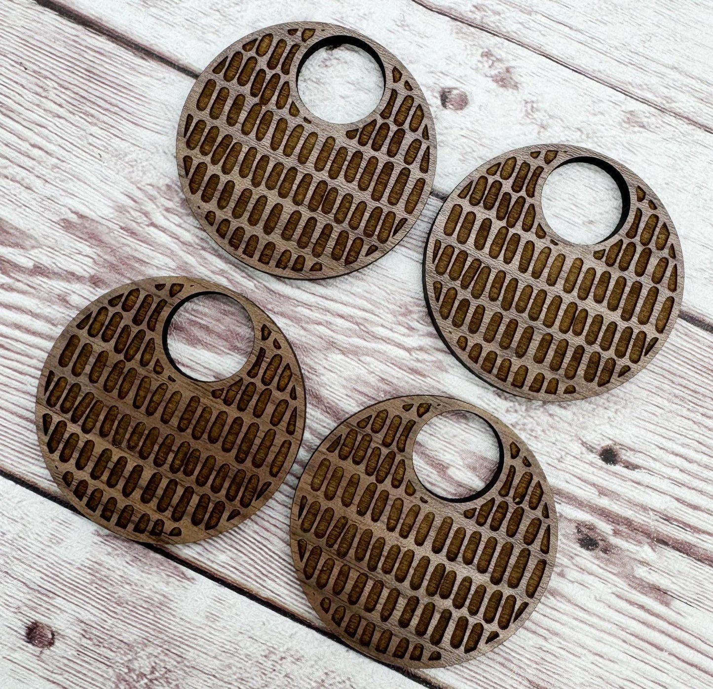 Engraved Chunky Oval Hoop Walnut Earring Blanks, DIY Jewelry Making